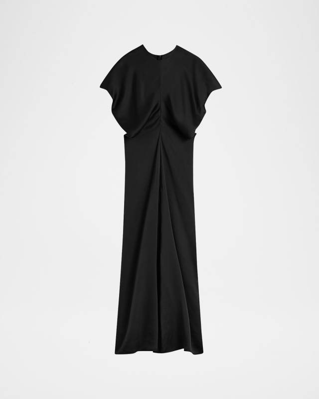 Slouch Waist Short-Sleeve Ankle Dress
